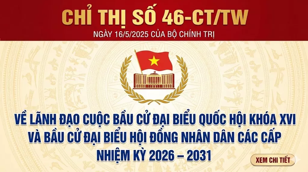 Chỉ thị số 46-CT/TW ngày 16/5/2025 của Bộ Chính trị về lãnh đạo cuộc Kinh888 it com tỷ lệ kèo World Cup 2026 đại biểu Trang Chủ Nhà Cái KING88.COM Mới Nhất khóa XVI và Kinh888 it com tỷ lệ kèo World Cup 2026 đại biểu Hội đồng nhân dân các cấp nhiệm kỳ 2026 – 2031